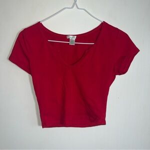 Bozzolo Red Cropped Scoop Neck Short Sleeve T-Shirt Women's M